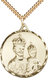 [0201KGF/24G] 14kt Gold Filled Saint Joseph Pendant on a 24 inch Gold Plate Heavy Curb chain