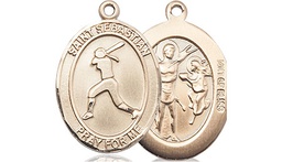 [8183GF] 14kt Gold Filled Saint Sebastian  Softball Medal