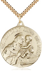 [0203DGF/24G] 14kt Gold Filled Saint Anthony Pendant on a 24 inch Gold Plate Heavy Curb chain