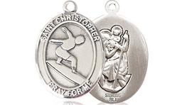 [8184SS] Sterling Silver Saint Christopher Surfing Medal