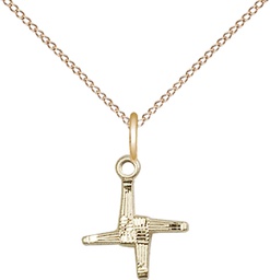 [0291GF/18GF] 14kt Gold Filled Saint Brigid Cross Pendant on a 18 inch Gold Filled Light Curb chain
