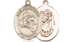 [8185GF] 14kt Gold Filled Saint Christopher Motorcycle Medal