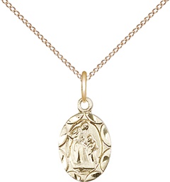 [0301AGF/18GF] 14kt Gold Filled Saint Ann Pendant on a 18 inch Gold Filled Light Curb chain