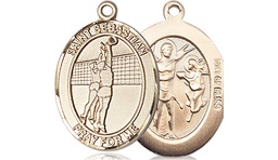 [8186GF] 14kt Gold Filled Saint Sebastian Volleyball Medal
