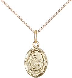 [0301TGF/18GF] 14kt Gold Filled Saint Theresa Pendant on a 18 inch Gold Filled Light Curb chain