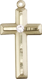 [6000KT-STN4] 14kt Gold Cross Medal with a 3mm Crystal Swarovski stone