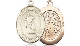 [8187GF] 14kt Gold Filled Saint Sebastian Rugby Medal