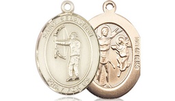 [8189GF] 14kt Gold Filled Saint Sebastian Archery Medal