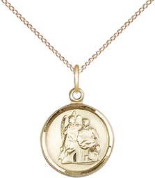 [0601RAGF/18GF] 14kt Gold Filled Saint Raphael Pendant on a 18 inch Gold Filled Light Curb chain