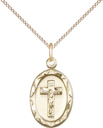 [0612CFGF/18GF] 14kt Gold Filled Crucifix Pendant on a 18 inch Gold Filled Light Curb chain
