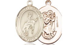 [8192GF] 14kt Gold Filled Saint Christopher Rodeo Medal