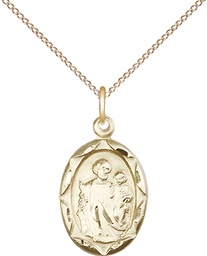 [0612KGF/18GF] 14kt Gold Filled Saint Joseph Pendant on a 18 inch Gold Filled Light Curb chain