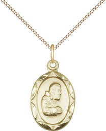 [0612PIGF/18GF] 14kt Gold Filled Saint Pio of Pietrelcina Pendant on a 18 inch Gold Filled Light Curb chain