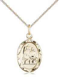 [0612RAGF/18GF] 14kt Gold Filled Saint Raphael Pendant on a 18 inch Gold Filled Light Curb chain