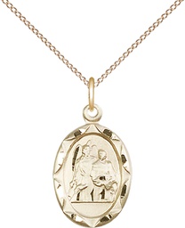 [0612RAGF/18GF] 14kt Gold Filled Saint Raphael Pendant on a 18 inch Gold Filled Light Curb chain