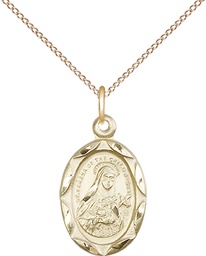 [0612TGF/18GF] 14kt Gold Filled Saint Theresa Pendant on a 18 inch Gold Filled Light Curb chain