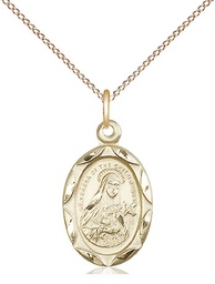 [0612TGF/18GF] 14kt Gold Filled Saint Theresa Pendant on a 18 inch Gold Filled Light Curb chain