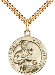 [0701GGF/24G] 14kt Gold Filled Saint Gerard Pendant on a 24 inch Gold Plate Heavy Curb chain