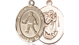 [8195GF] 14kt Gold Filled Saint Christopher Field Hockey Medal