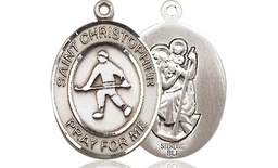 [8195SS] Sterling Silver Saint Christopher Field Hockey Medal