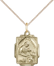 [0804AGF/18GF] 14kt Gold Filled Saint Ann Pendant on a 18 inch Gold Filled Light Curb chain