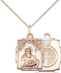 [0804BGF/18GF] 14kt Gold Filled Saint Benedict Pendant on a 18 inch Gold Filled Light Curb chain