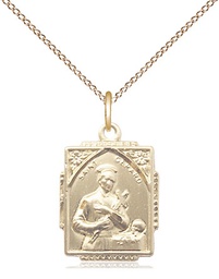 [0804GGF/18GF] 14kt Gold Filled Saint Gerard Pendant on a 18 inch Gold Filled Light Curb chain