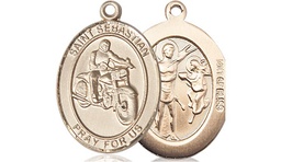 [8197GF] 14kt Gold Filled Saint Sebastian Motorcycle Medal