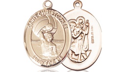 [8198GF] 14kt Gold Filled Saint Christopher Water Polo-Men Medal