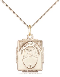 [0804MFGF/18GF] 14kt Gold Filled Saint Maria Faustina Pendant on a 18 inch Gold Filled Light Curb chain