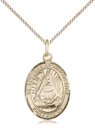 [8324GF/18GF] 14kt Gold Filled Saint Edburga of Winchester Pendant on a 18 inch Gold Filled Light Curb chain