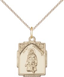 [0804PGF/18GF] 14kt Gold Filled Saint Peregrine Pendant on a 18 inch Gold Filled Light Curb chain