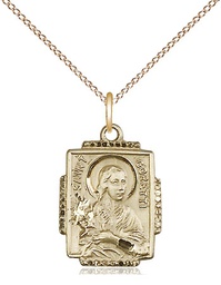[0804QGF/18GF] 14kt Gold Filled Saint Maria Goretti Pendant on a 18 inch Gold Filled Light Curb chain