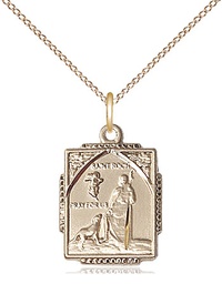 [0804RHGF/18GF] 14kt Gold Filled Saint Roch Pendant on a 18 inch Gold Filled Light Curb chain