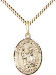 [8201GF/18G] 14kt Gold Filled Saint Vincent Ferrer Pendant on a 18 inch Gold Plate Light Curb chain