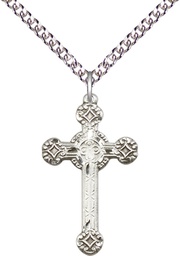 [6006SS/24SS] Sterling Silver Cross Pendant on a 24 inch Sterling Silver Heavy Curb chain