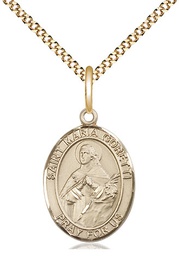 [8208GF/18G] 14kt Gold Filled Saint Maria Goretti Pendant on a 18 inch Gold Plate Light Curb chain