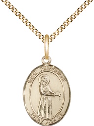 [8209GF/18G] 14kt Gold Filled Saint Petronilla Pendant on a 18 inch Gold Plate Light Curb chain