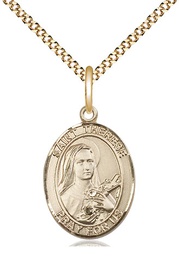 [8210GF/18G] 14kt Gold Filled Saint Therese of Lisieux Pendant on a 18 inch Gold Plate Light Curb chain