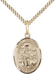 [8211GF/18G] 14kt Gold Filled Saint Germaine Cousin Pendant on a 18 inch Gold Plate Light Curb chain