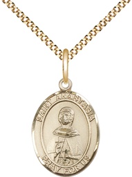 [8213GF/18G] 14kt Gold Filled Saint Anastasia Pendant on a 18 inch Gold Plate Light Curb chain