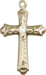 [6007KT-STN4] 14kt Gold Cross Medal with a 3mm Crystal Swarovski stone