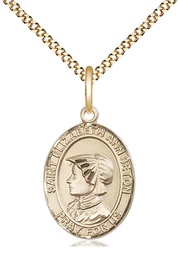[8224GF/18G] 14kt Gold Filled Saint Elizabeth Ann Seton Pendant on a 18 inch Gold Plate Light Curb chain