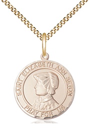 [8224RDGF/18G] 14kt Gold Filled Saint Elizabeth Ann Seton Pendant on a 18 inch Gold Plate Light Curb chain