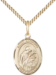 [8225GF/18G] 14kt Gold Filled Saint Aloysius Gonzaga Pendant on a 18 inch Gold Plate Light Curb chain