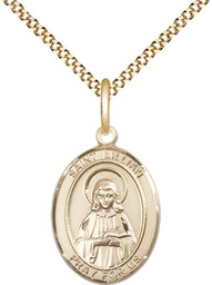 [8226GF/18G] 14kt Gold Filled Saint Lillian Pendant on a 18 inch Gold Plate Light Curb chain