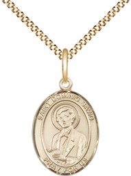 [8227GF/18G] 14kt Gold Filled Saint Dominic Savio Pendant on a 18 inch Gold Plate Light Curb chain