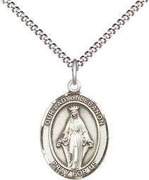 [8229SS/18S] Sterling Silver Our Lady of Lebanon Pendant on a 18 inch Light Rhodium Light Curb chain