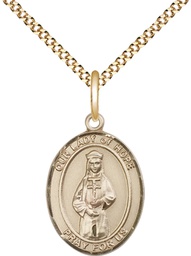 [8230GF/18G] 14kt Gold Filled Our Lady of Hope Pendant on a 18 inch Gold Plate Light Curb chain
