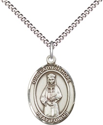 [8230SS/18S] Sterling Silver Our Lady of Hope Pendant on a 18 inch Light Rhodium Light Curb chain